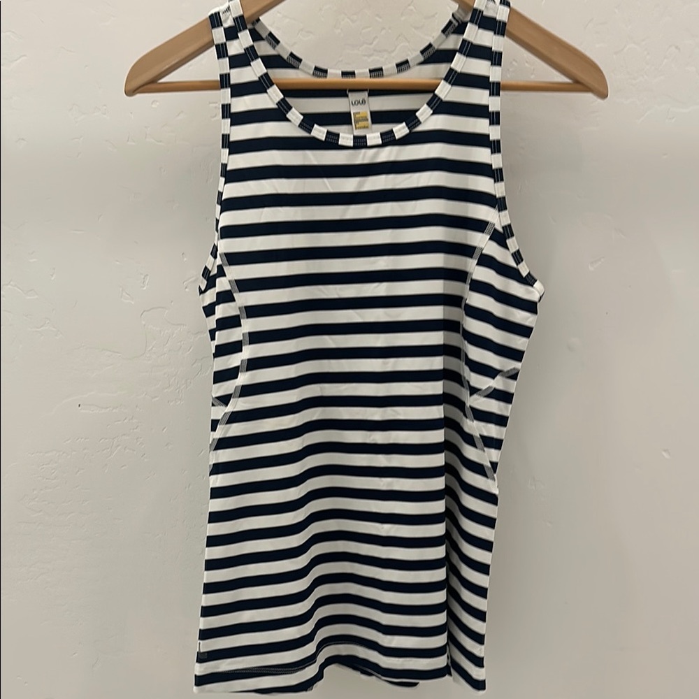 Lole Navy and White Fitted Athletic Tank Top